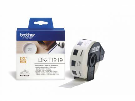 Label Brother hvid DK11219 &Atilde;&tilde;12mm 1200stk/rul