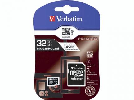 Micro SD card Verbatim 32GB HC 44083 PRO Class 10 m/adapter