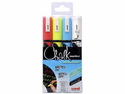 Whiteboard- og Chalkmarker Uni Chalk PWE-5M 4stk 1,8-2,5mm