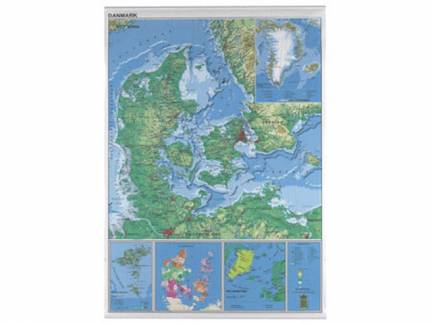 Plakat Danmarkskort lamineret 97x137cm