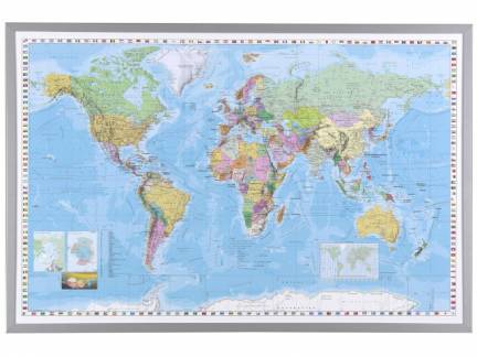 Indrammet verdenskort 60x90cm - p&Atilde;&yen; engelsk