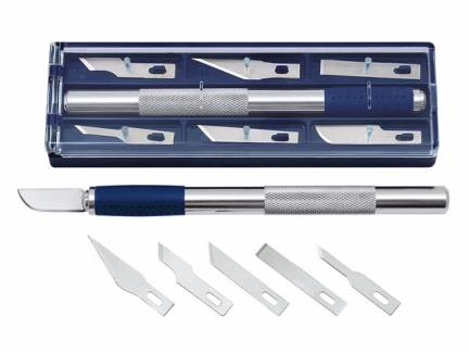 Skalpels&Atilde;&brvbar;t i boks Wedo med kniv og 6 blade