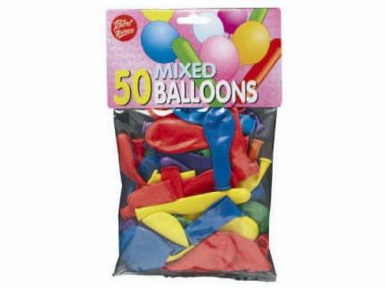 Balloner ass. 50stk/pak runde og lange