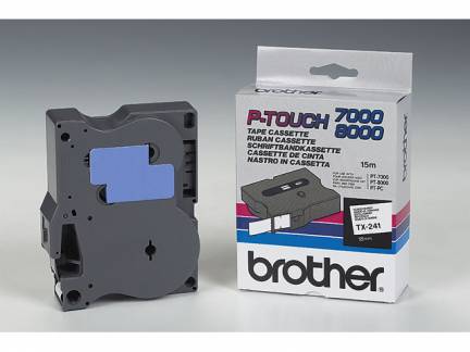 Labeltape Brother TX-241 18mmx15m sort p&Atilde;&yen; hvid lamineret