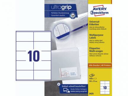 Universaletiket Avery 3425 perm. 105x57mm 1000stk/pak