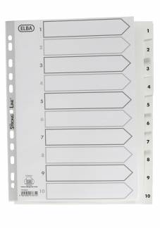 Register Elba Strong-Line A4 1-10 m/forblad PP hvid