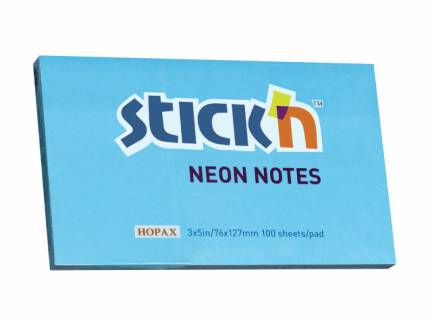 Notes Stick'N NEON blå 76x127mm 100blade
