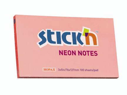 Notes Stick'N NEON rosa 76x127mm 100blade