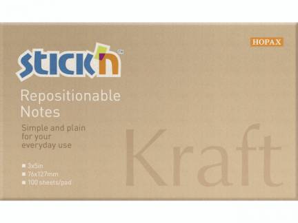 Notes Stick'N Kraftblock brun 76x127mm 100blade genbrug