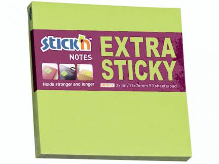 Notes Stick'N Extra Sticky grøn 76x76mm 90blade