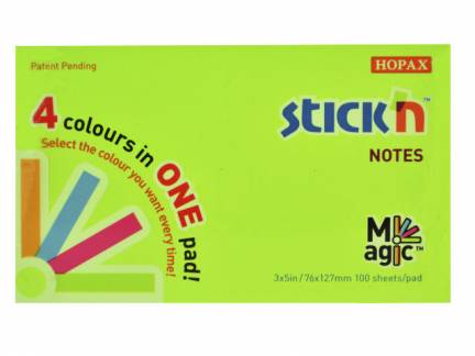 Notes Stick'N Magic Neon 76x127mm 4 farver 100blade