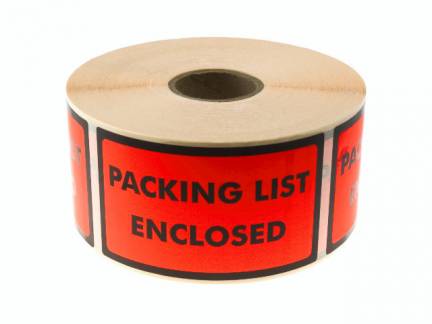 Etiketter tryk: Packing List Enclosed 120x70mm 1000stk/rul