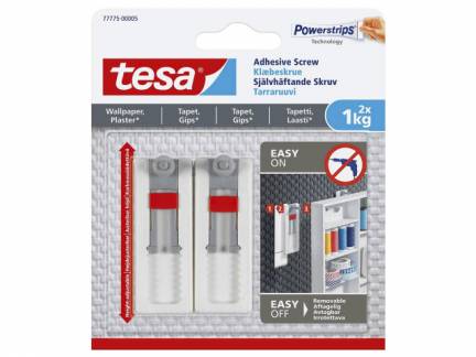 Kl&Atilde;&brvbar;beskrue tesa t/tapet og gips justerbar 1kg 2stk/pak