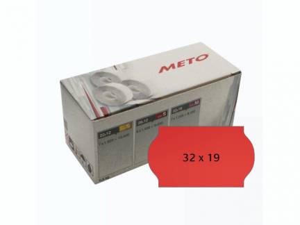 Etiket Meto 32x19mm neon r&Atilde;&cedil;d permanent lim 2 1000stk/rul