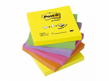 Post-it blok R330-NR z-fold 76x76mm neonfarver 6blk/pak