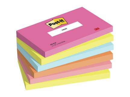 Post-it Super Sticky Notes 76mmx127mm 100ark/blk 6blk/pak Poptimistic farvekollektion