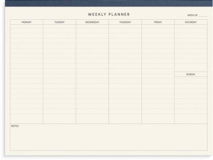 Weekly planner block Textile