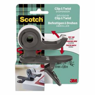 Tapedispenser Scotch grå Clip & Twist