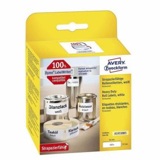 Etiket Avery stærk t/printer 19x64mm 450stk/rul polyester