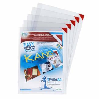 Lomme Easy A4 selvhæftende m/magnetlukning hvid 5stk/pak