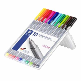 Fineliner Staedtler triplus ass. 0,3mm 334-SB10 10stk/sæt