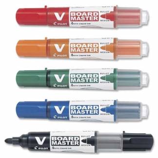 Whitebordmarker Pilot V-Board Master ass. rund spids 2,3mm 5stk/sæt