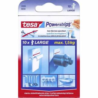 Powerstrips Large dobb.klæb. hvide 10strips/pak
