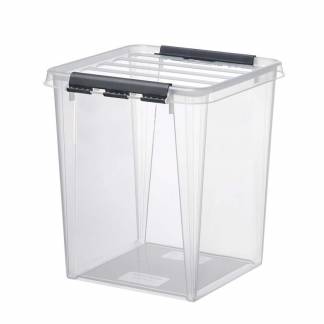 Plastkasse SmartStore transparent 70l m/låg 72x40x39cm