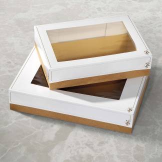 Kageæske 593x443x120mm 10sæt/pak m/guldindlæg