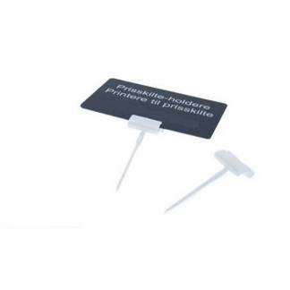 Prisskilteholder hvid m/stilk til plastkort mm.