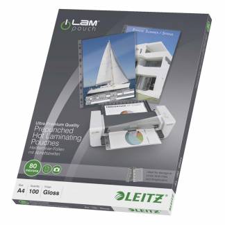 Lamineringslomme Leitz A4 80 mic forhullet 100stk/pak