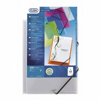 Plastmappe A4 transparent m/3 klap & elastik. 342408