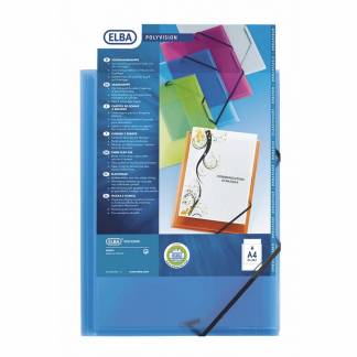 Plastmappe PP ELBA A4 koboltblå m/3 klapper & elastik