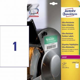 Laseretiket Avery 210x297mm slidstærke 1/ark 10ark/pak