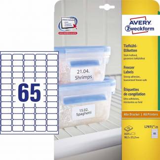 Fryselabel Avery 38,1x21,2mm 65stk/ark 25ark/pak L7971-25