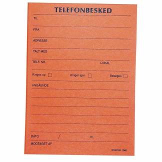 Telefonbesked grafisk orange 10,5x14,8cm 1060 100bl/stk