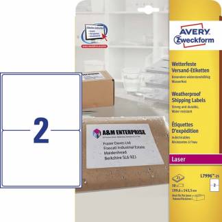 Laseretiket Avery vejrbest. 199,6x143,5mm 50stk/pak