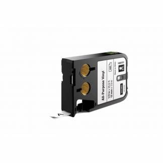 Labeltape DYMO XTL 12mmx7m sort på hvid vinyl universal