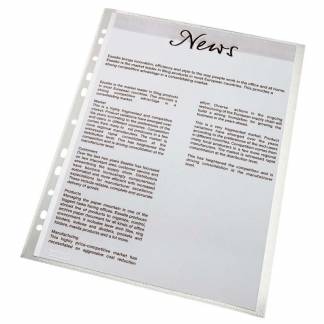 Plastlomme Esselte A4 0,075mm åben vens.side præg 100stk/pak