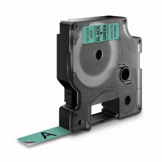 Labeltape DYMO D1 45019 S0720590 12mmx7m sort på grøn