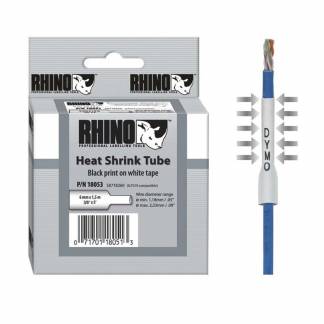 Labeltape DYMO Rhino 6mmx1,5m hvid krympeflex