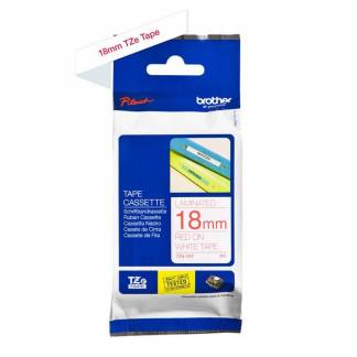 Labeltape Brother TZe-242 18mmx8m r&oslash;d p&aring; hvid lamineret