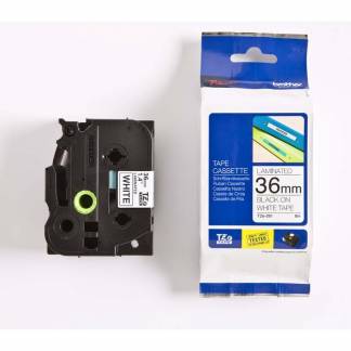 Labeltape Brother TZe-261 36mmx8m sort på hvid lamineret