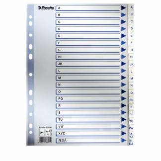 Register PP Esselte A4 A-Å m/hvid kartonforblad