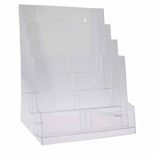 Brochureholder bnt klar A4 4 rum bord/væg 297x210mm