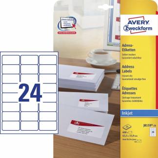 Etiket Avery inkjet J8159-25 63,5x33,9mm 24/ark 25ark/pak