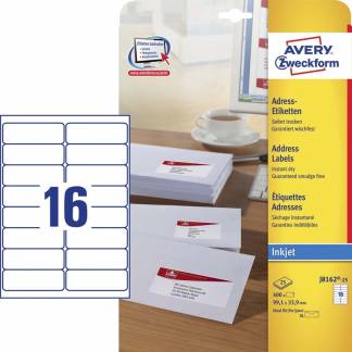 Etiket Avery inkjet J8162-25 99,1x33,9mm 16/ark 25ark/pak