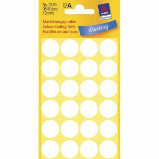 Etiket Avery hvid 3170 Ø18mm 96stk/pak