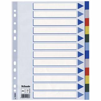 Faneblade Esselte plast A4 12-delt 15262