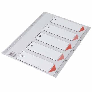 Plastregister Q-Line A4 1-5 grå m/kartonforblad